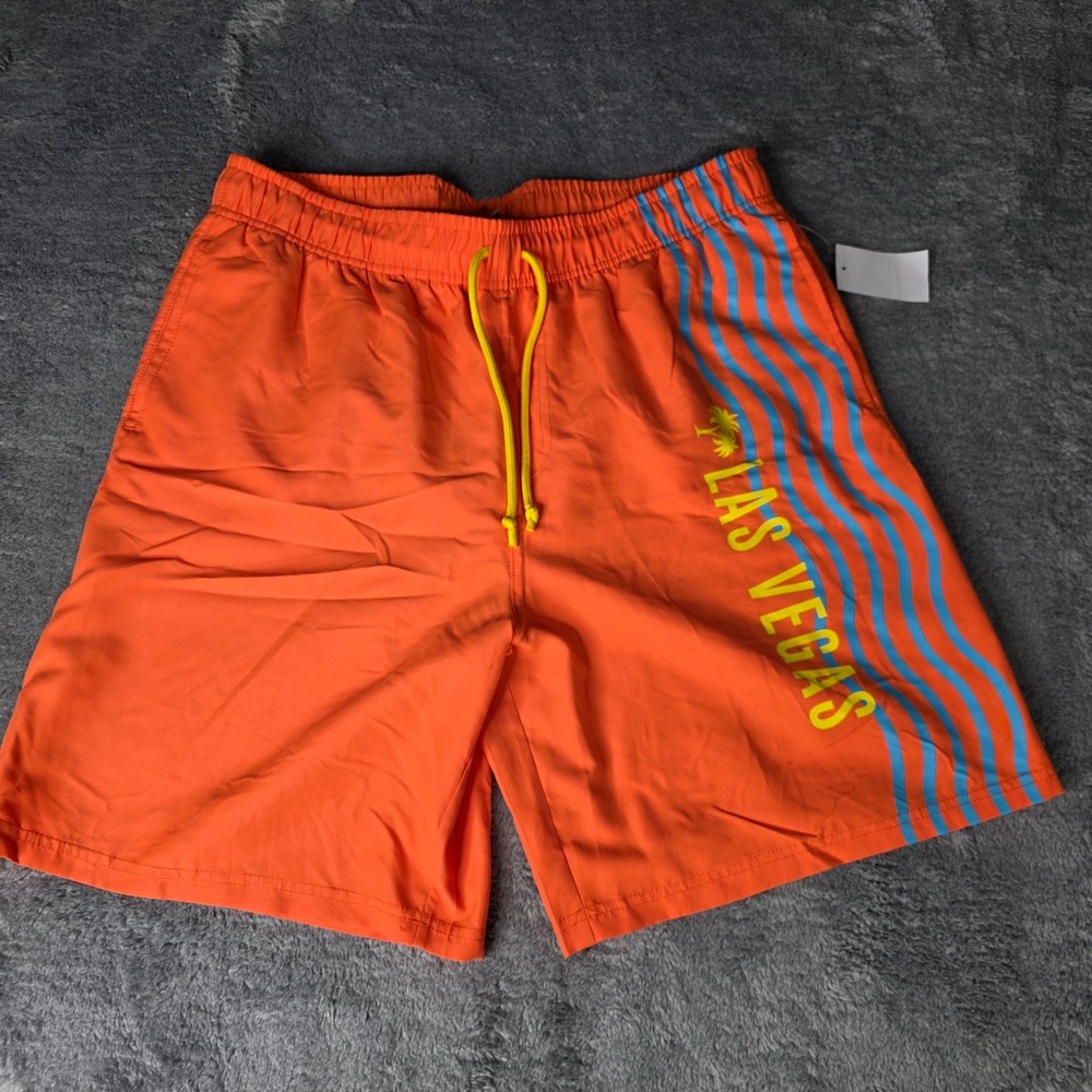 Creative Apparel Concepts Mens Large Swim Trunks Orange Las‎ Vegas Board Shorts